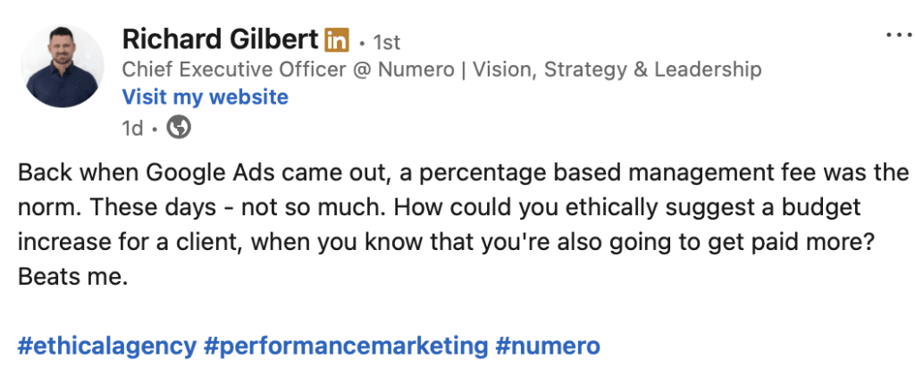LinkedIn quote from Richard Gilbert